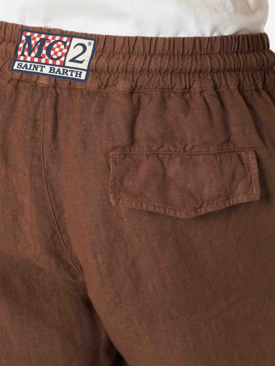 Shop Mc2 Saint Barth Man Brown Linen Pants