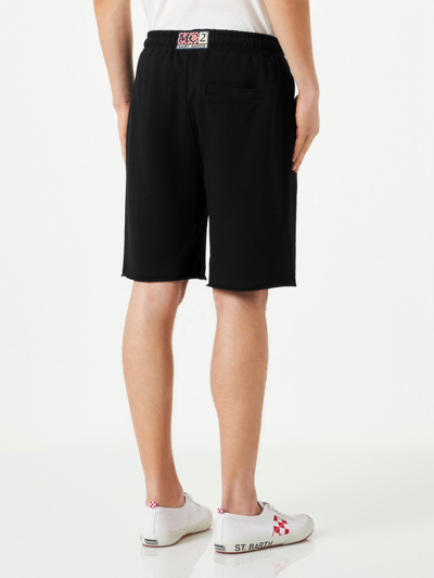 Shop Mc2 Saint Barth Man Black Cotton Bermuda