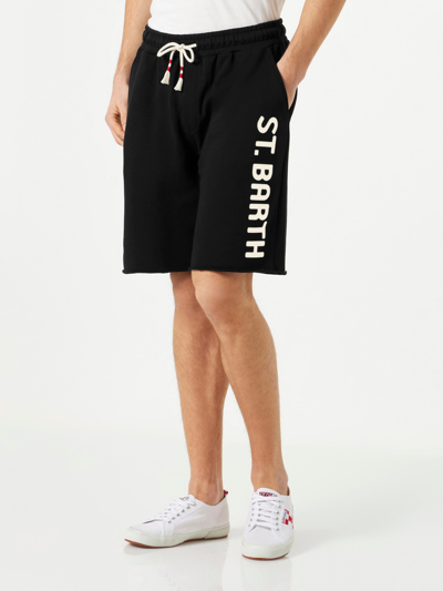 Mc2 Saint Barth Man Black Cotton Bermuda