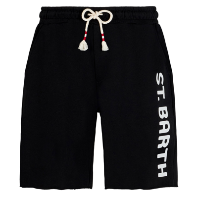 Shop Mc2 Saint Barth Man Black Cotton Bermuda