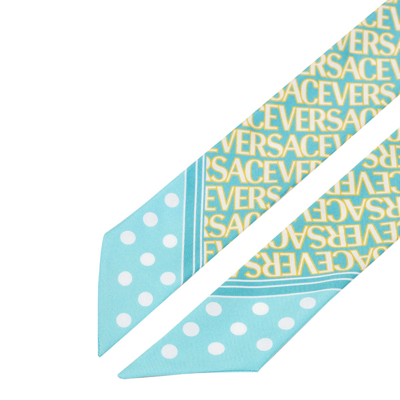 Shop Versace Allover Scarf Tie In Blue