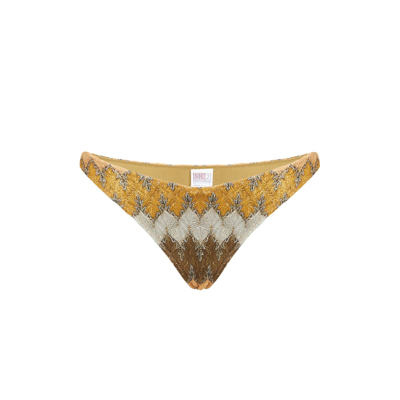 Shop Mc2 Saint Barth Gold Chevron Knitted Cheeky Swim Briefs In Brown