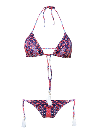 Shop Mc2 Saint Barth Gipsy Print Triangle Bikini In Blue