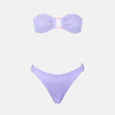 Mc2 Saint Barth Crinkle Bandeau Top In Purple