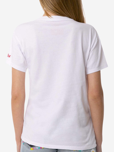 Shop Mc2 Saint Barth Cotton T-shirt With Love Porto Cervo Embroidery In White