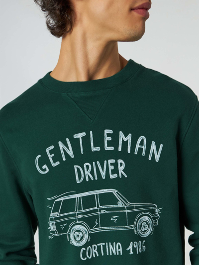 Mc2 Saint Barth Cotton Sweatshirt With Gentleman Cortina Writing In Green