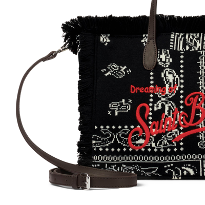 Shop Mc2 Saint Barth Colette Wooly Handbag With Black Bandanna Print