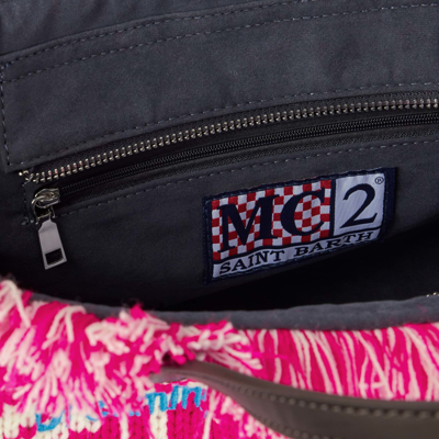 Mc2 Saint Barth Colette Wooly Handbag With Fair Isle Pattern In Pink