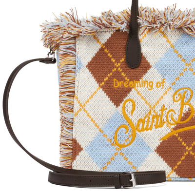 Shop Mc2 Saint Barth Colette Wooly Handbag With Argyle Print In Multicolor