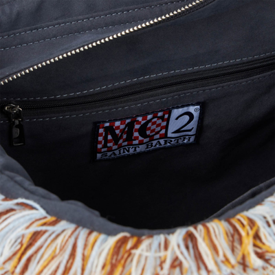 Shop Mc2 Saint Barth Colette Wooly Handbag With Argyle Print In Multicolor