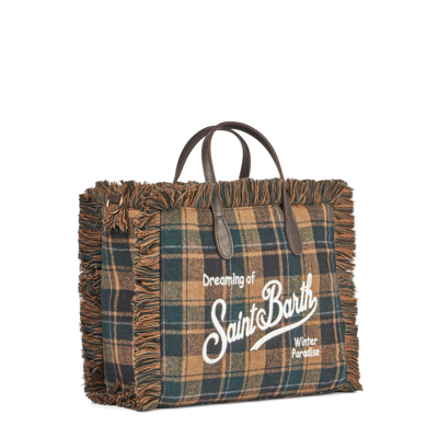 Mc2 Saint Barth Colette Handbag With Tartan Print In Green