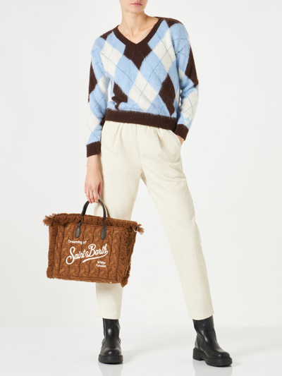 Mc2 Saint Barth Colette Handbag With Tartan Print In Green