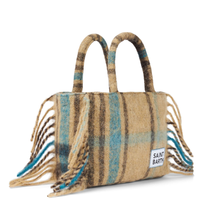 Shop Mc2 Saint Barth Colette Blanket Handbag With Tartan Print In Multicolor