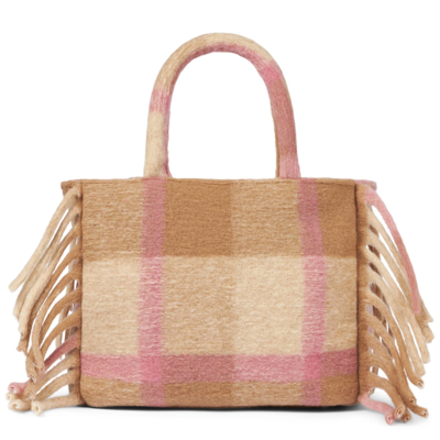 Shop Mc2 Saint Barth Colette Blanket Handbag With Tartan Print In White