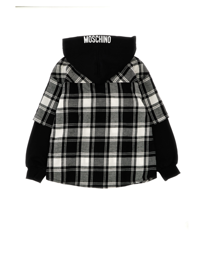 Shop Moschino Teddy Hooded Shirt In White/black