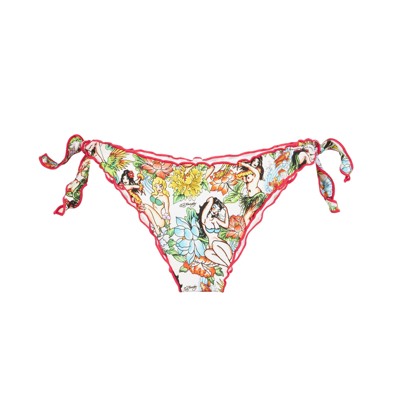 Shop Mc2 Saint Barth Cheeky Swim Briefs With Tattoo Print In White