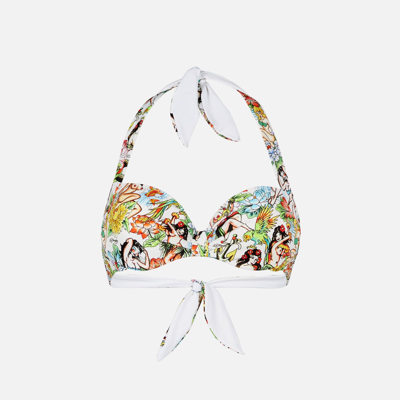 Mc2 Saint Barth Bralette Top With Tattoo Print In White