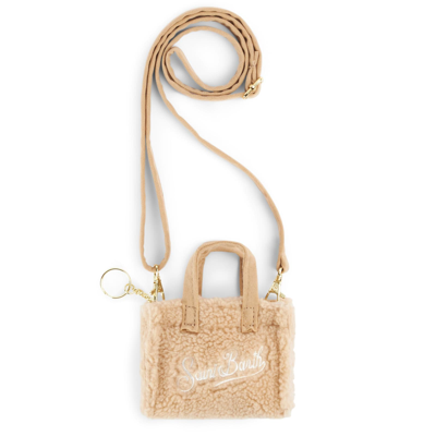 Shop Mc2 Saint Barth Beige Teddy Key Holder In White