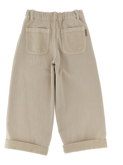 Shop Brunello Cucinelli Turn Up Pants In White