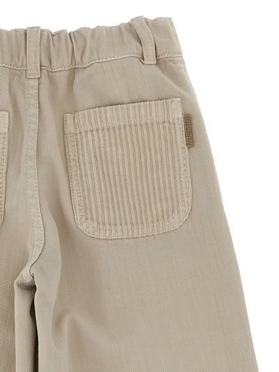 Shop Brunello Cucinelli Turn Up Pants In White