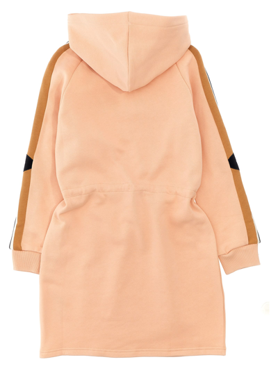 Shop Chloé Logo Embroidered Hooded Dress In Pink