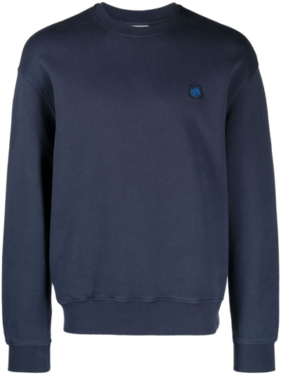 Shop Maison Kitsuné Fox Head Cotton Sweatshirt In Blue