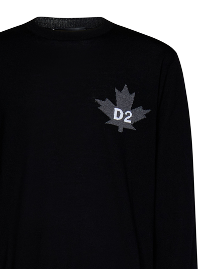 Shop Dsquared2 D2 Leaf Crewneck Sweater In Black