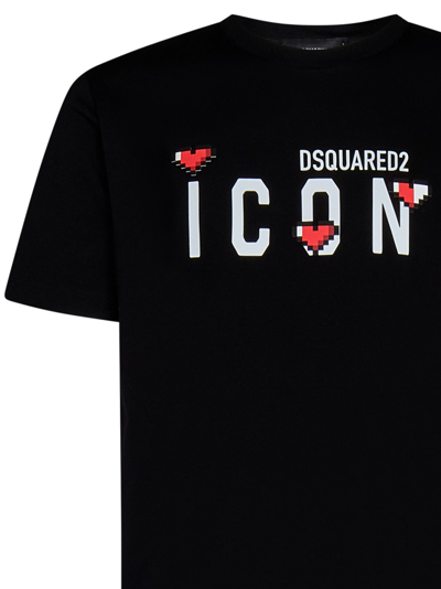Shop Dsquared2 Icon Heart Pixel Cool T-shirt In Black