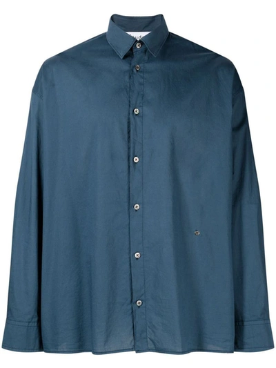 Shop Etudes Studio Études Long Sleeve Cotton Shirt In Blue
