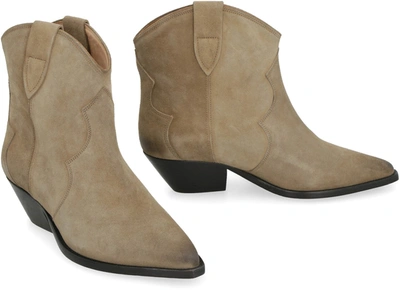 Shop Isabel Marant Dewina Suede Ankle Boots In Turtledove