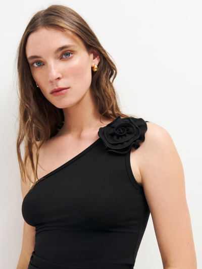 Shop Reformation Camellia Knit Top In Black