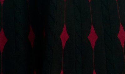 Shop Nina Leonard Two-tone Fit & Flare Sweater Dress In Crimson/ Black