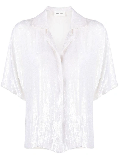 Shop P.a.r.o.s.h . Sequinned Short Sleeve Shirt In White