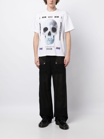 Shop Neighborhood Skull-print Cotton T-shirt In White