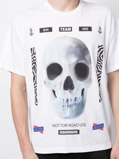 Shop Neighborhood Skull-print Cotton T-shirt In White