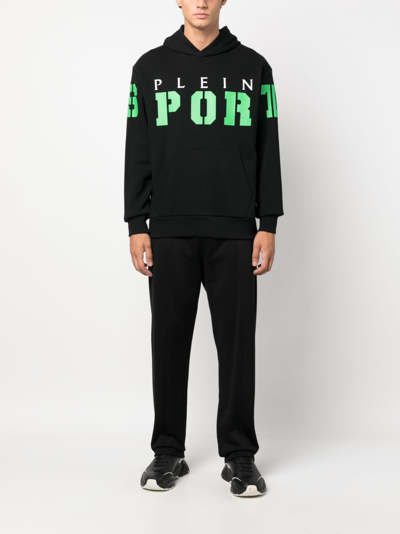 Plein Sport Logo-print Cotton Hoodie In Black