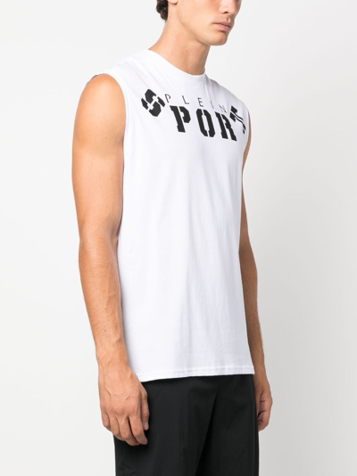 Shop Plein Sport Logo-print Cotton Tank Top In White