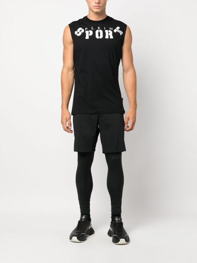 Shop Plein Sport Logo-print Cotton Tank Top In Black