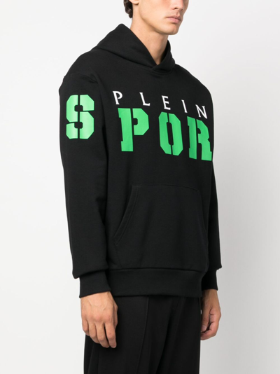 Plein Sport Logo-print Cotton Hoodie In Black