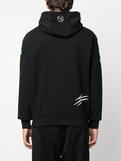 Plein Sport Logo-print Cotton Hoodie In Black