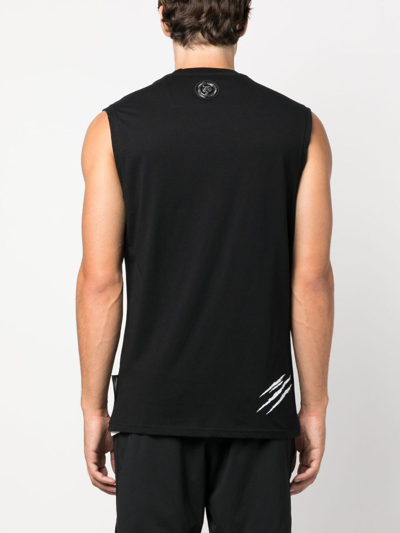 Shop Plein Sport Logo-print Cotton Tank Top In Black