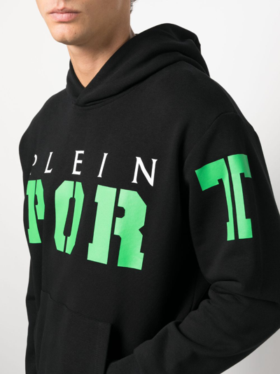 Plein Sport Logo-print Cotton Hoodie In Black