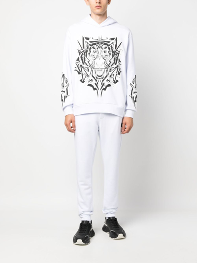 Plein Sport Thunder Tiger Graphic-print Hoodie In White