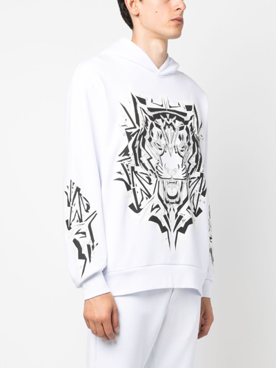 Plein Sport Thunder Tiger Graphic-print Hoodie In White