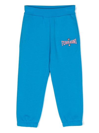 Shop Chiara Ferragni Logo-print Cotton Track Pants In Blue
