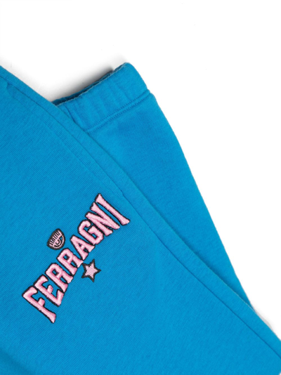 Shop Chiara Ferragni Logo-print Cotton Track Pants In Blue