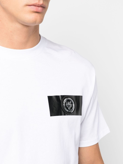 Plein Sport Ss Logo-patch Cotton T-shirt In White
