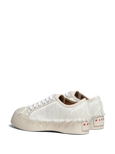 Shop Marni Pablo Calf-hair Lace-up Sneakers In Neutrals
