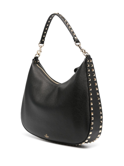 Shop Valentino Rockstud Leather Tote Bag In Black