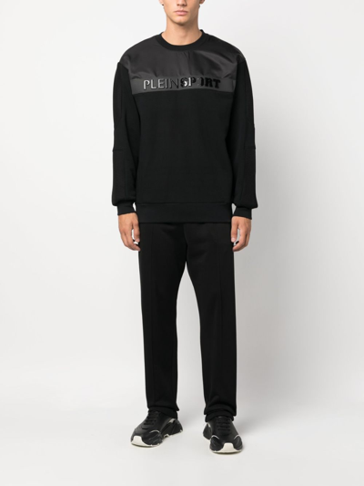 Shop Plein Sport Logo-lettering Cotton Sweatshirt In Black